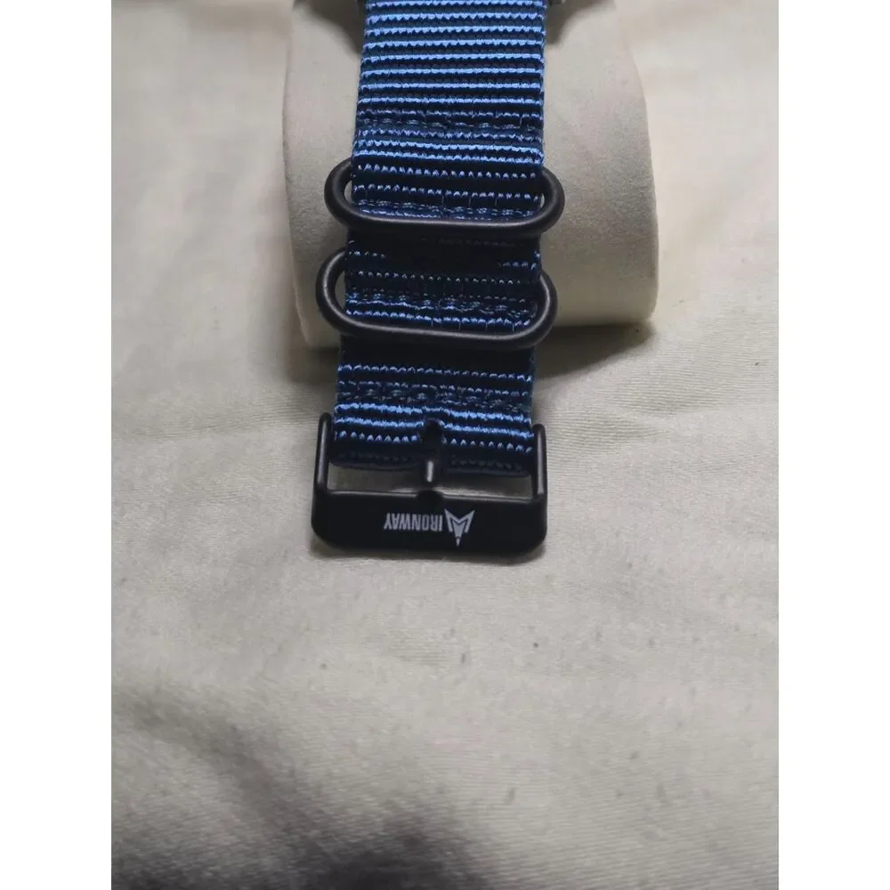 Ironway Military Field Watch Blue Dial Day Date Quartz Blue NATO Strap Box - US